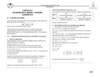 Capítulo X - Ecuación de 2º Grado y Función Cuadrática. Materia y ejercicios - 2006 PVJ.pdf